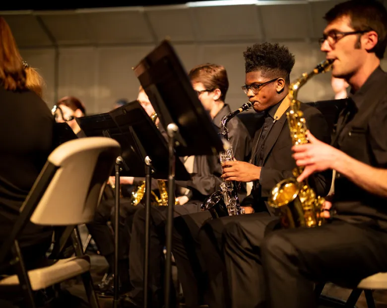 students playing jazz band instruments 