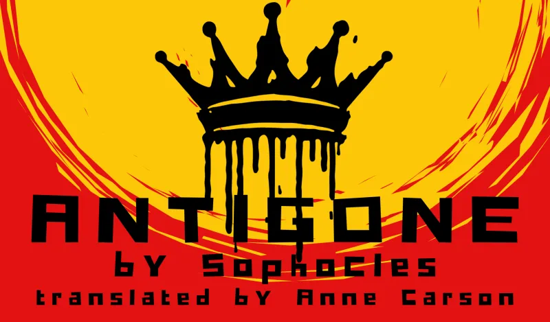 An image of a crown and the sun with the title "Antigone"