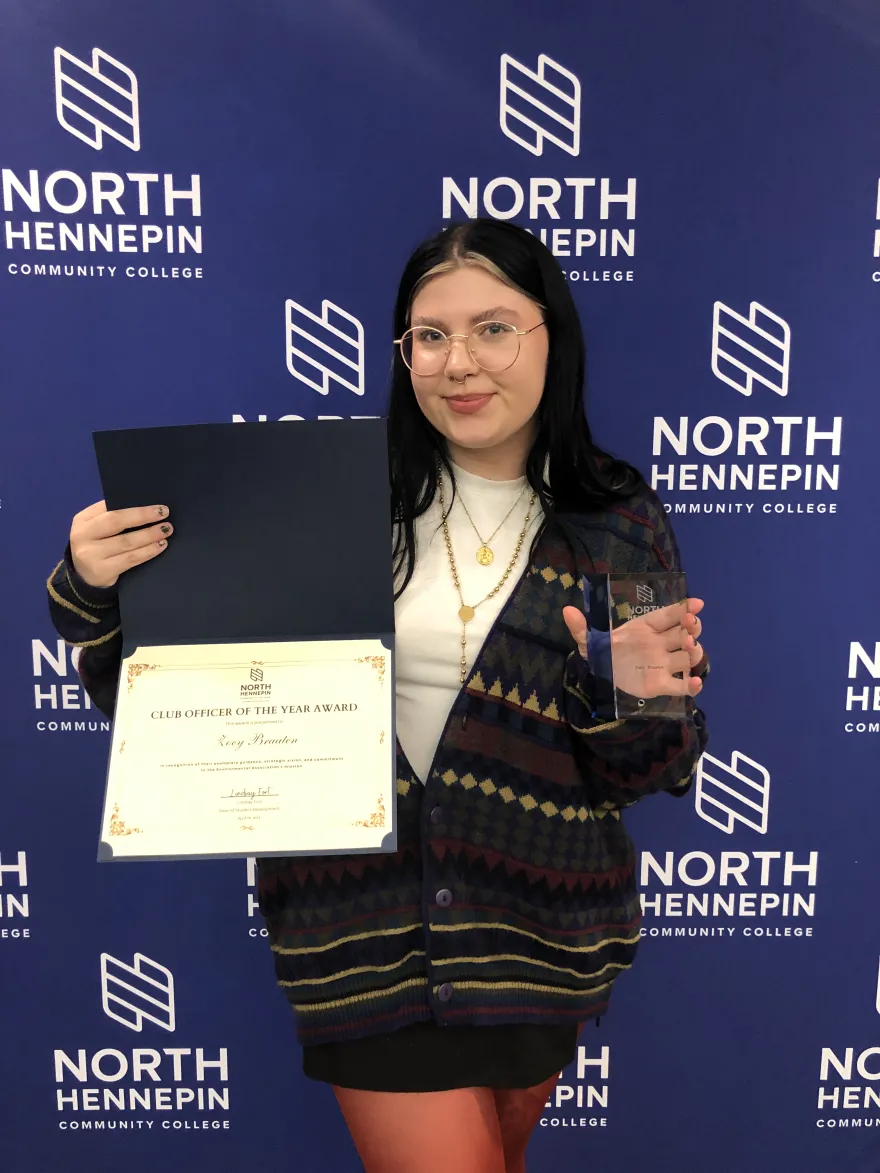NHCC student, Zoey with her award 
