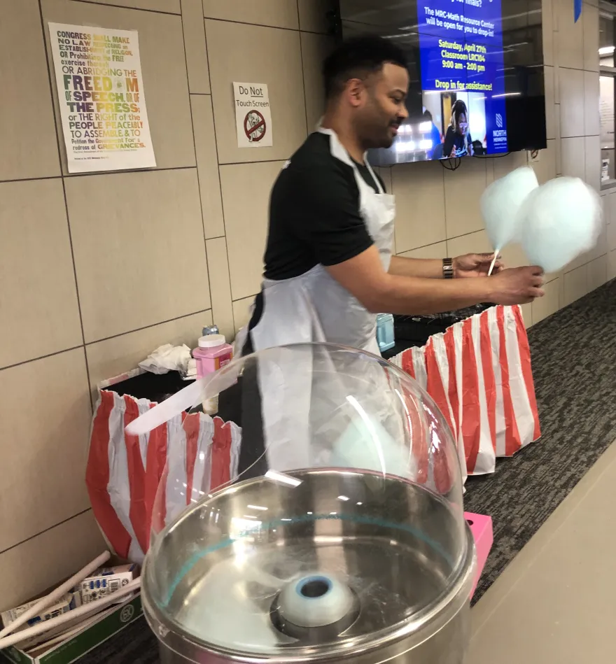 Julio makes cotton candy 