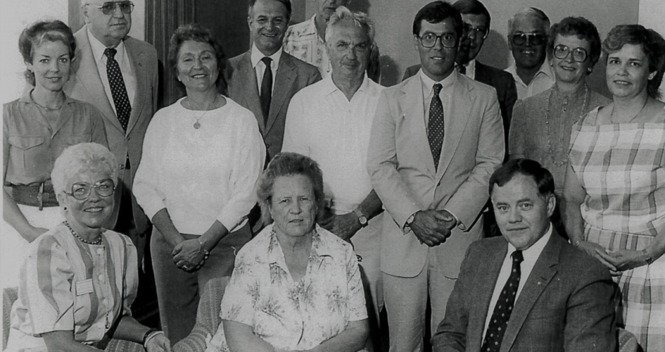 black and white photo of the founders of the North Hennepin Community College (NHCC) Foundation