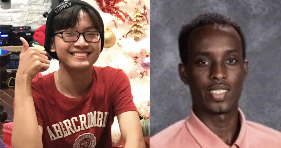 Racial and Social Justice Leadership scholarship 2020 recipients Trung Le and Abshir Mohamed