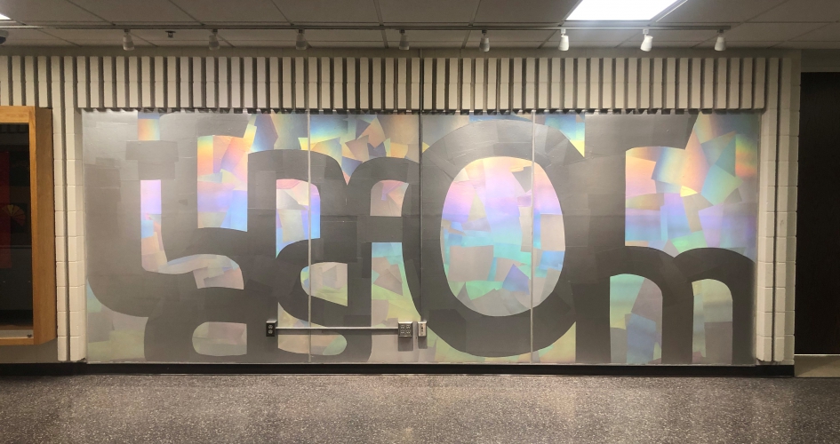 transform art mural inside NHCC building