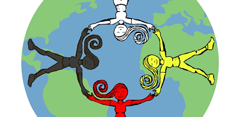 image of the earth with people holding hands