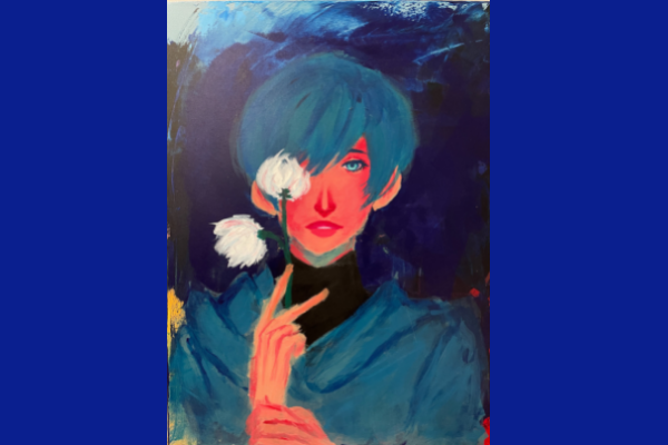 Brightly colored student painting
