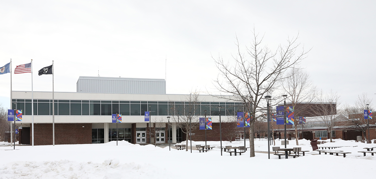 buildings and trees with snow