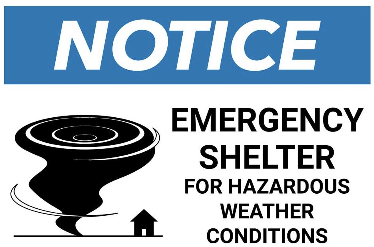 this is a graphic for an emergency shelter drill notice