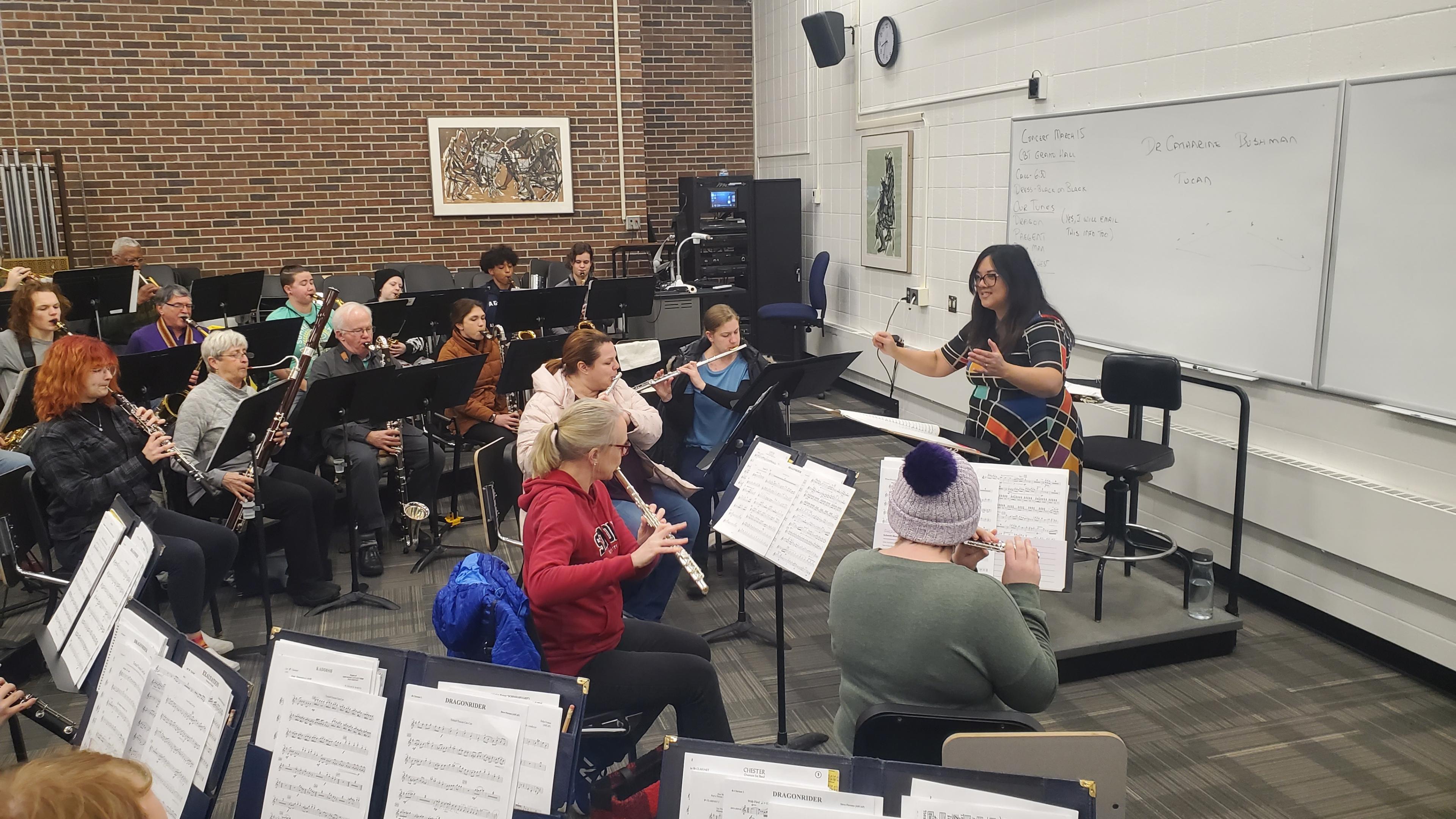 a photo of concert band rehearsing