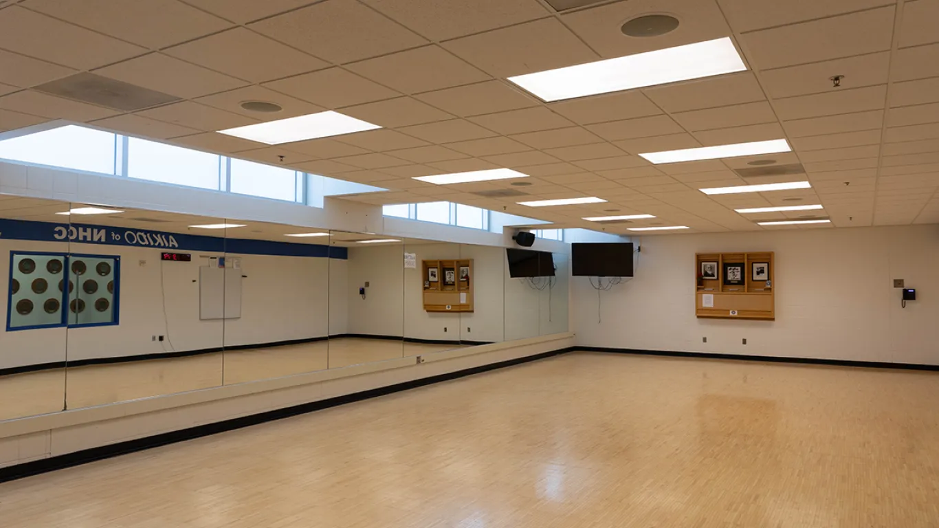 empty dance studio with mirrors