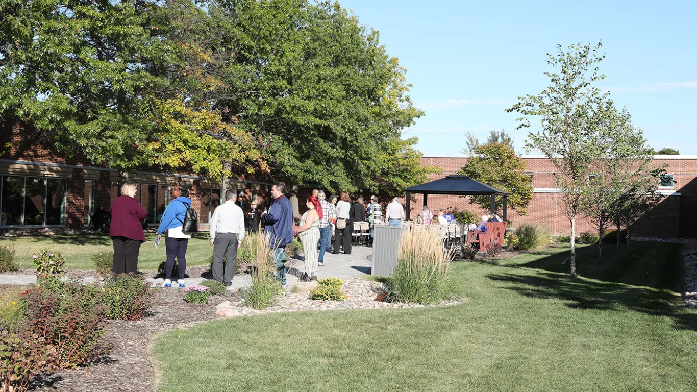 garden with people at event on a sunny day