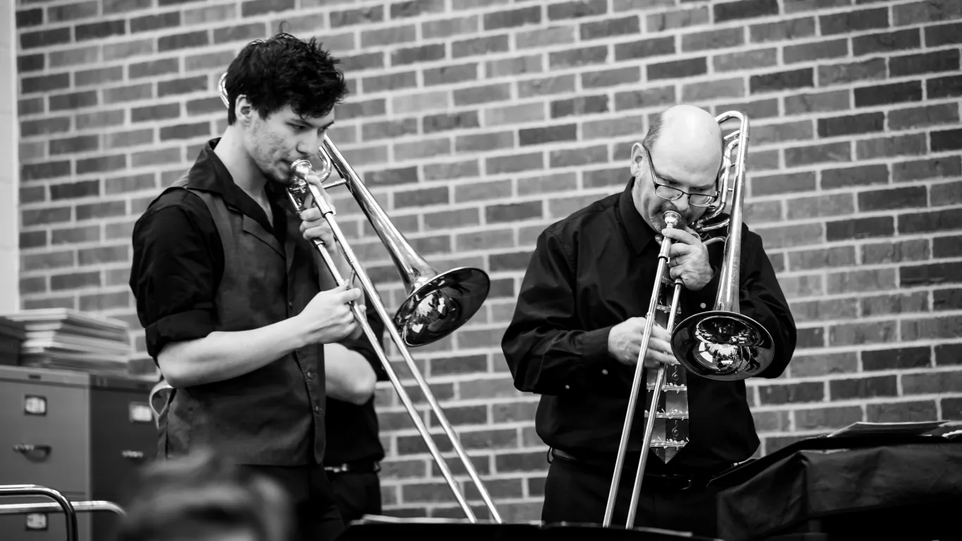 Members of the NHCC Concert Band, playing.