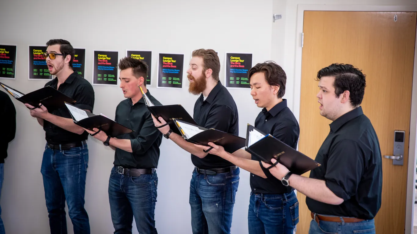 A choir singing in concert