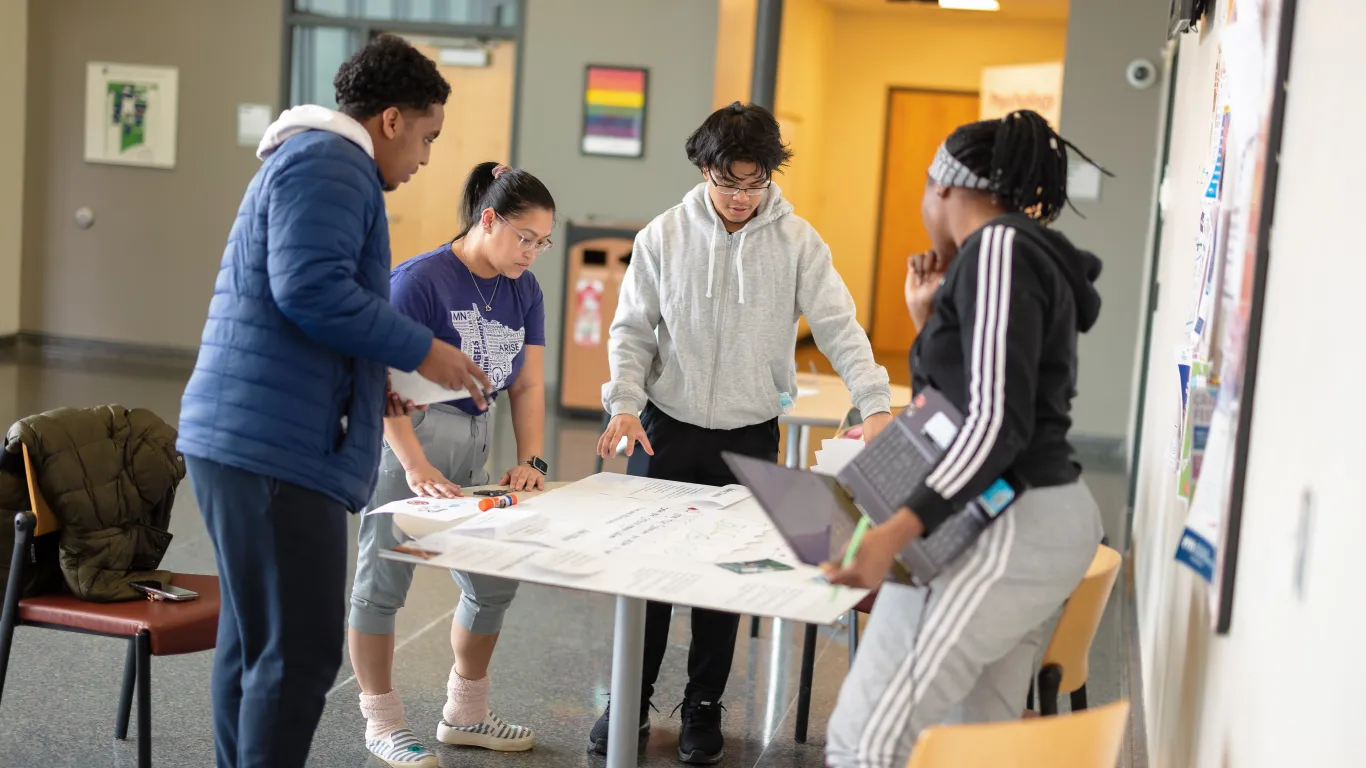 students working together at a table 