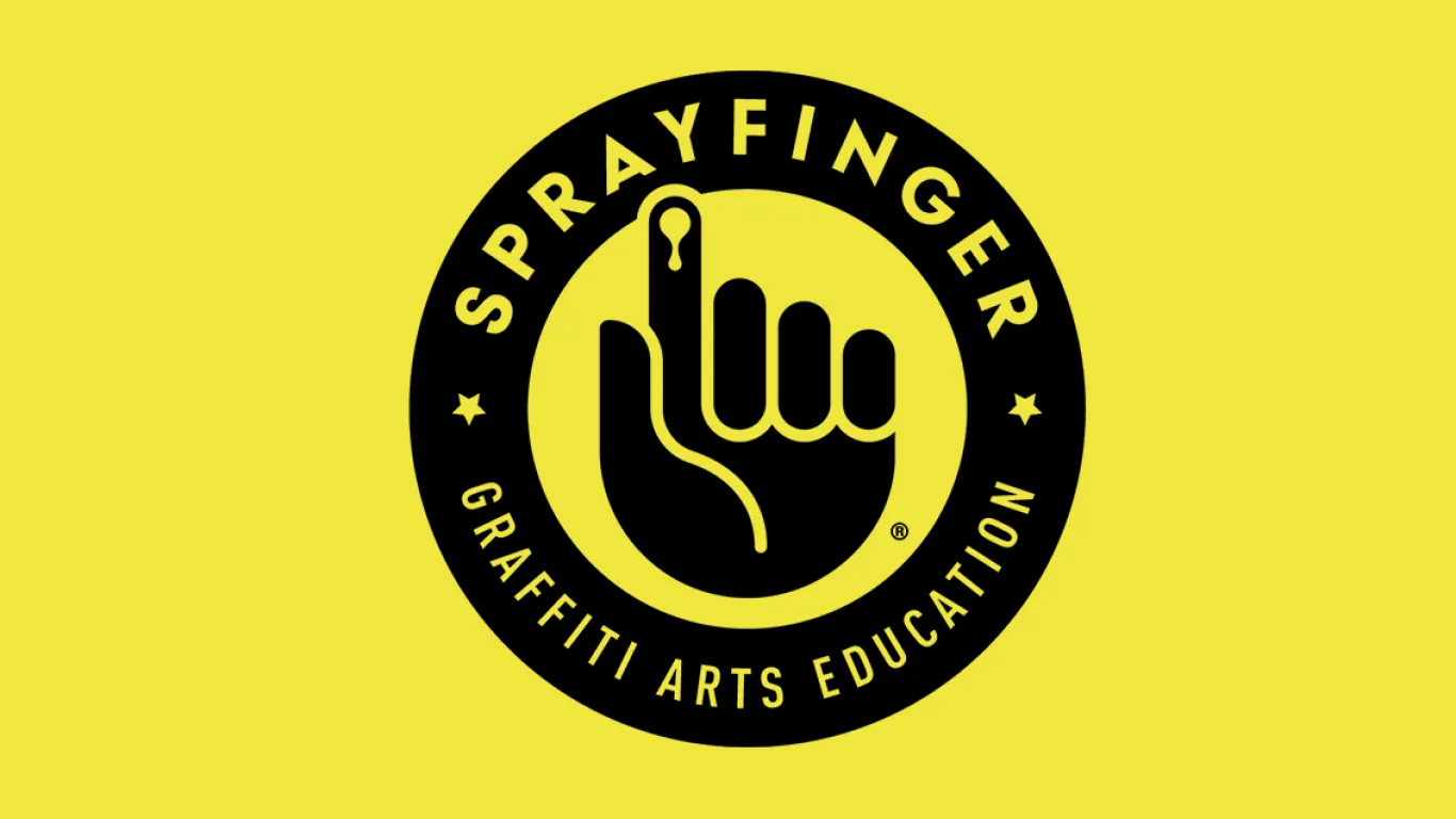 A logo for the arts group "Sprayfinger"