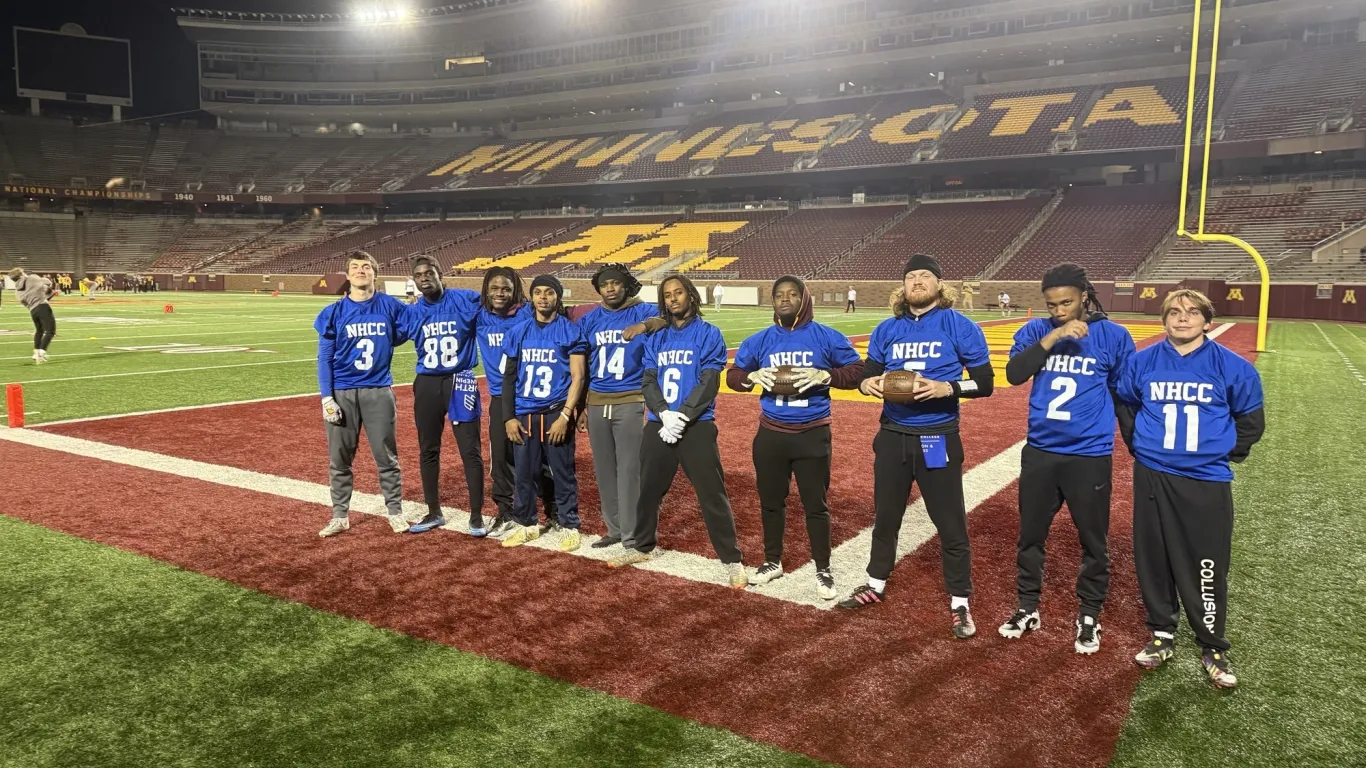 Football team photo at Huntington bank