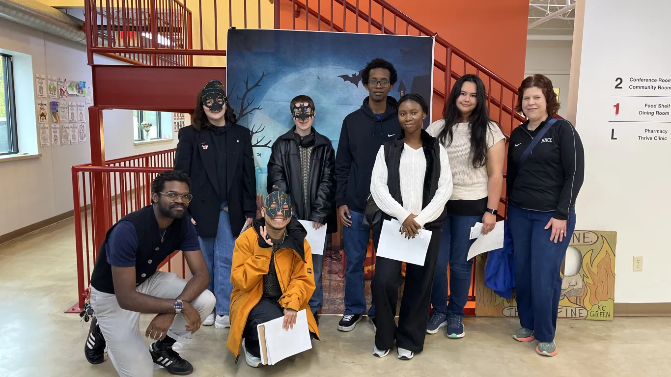 Biology Club group photo after volunteering with the Aliveness Project Minneapolis