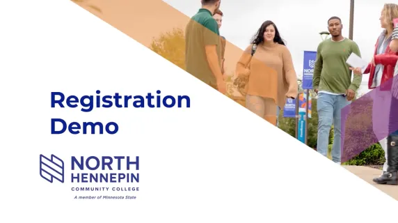 students on campus with the text registration demo 