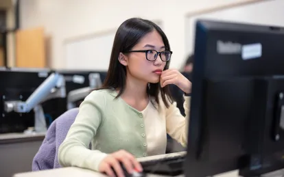 female student at a computer