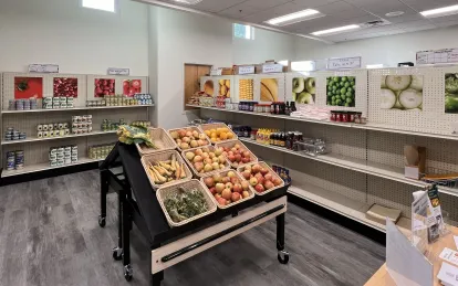 food on shelves 