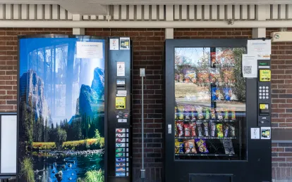 two vending machines with snacks and drinks