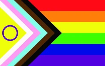 flag with lots of colors and a circle on the left