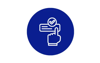 Graphic showing a finger clicking a button 