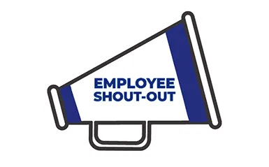 mega phone image with the words employee shout out 