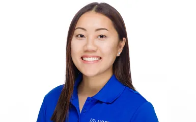 woman smiling with a white background