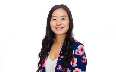 woman smiling with a white background