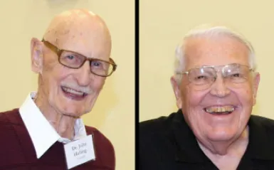 Dr. John Helling, NHCC's longest serving president, with Eldon Tessman, a devoted community member