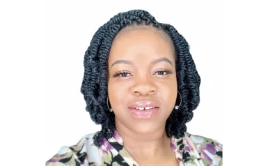 woman smiling with a white background