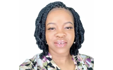 woman smiling with a white background