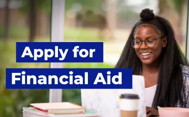 student photo with caption apply for financial aid 