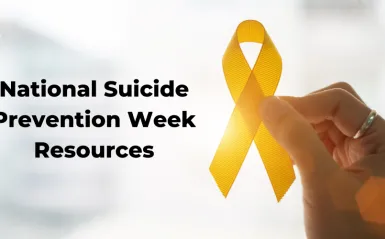 national suicide prevention week recourses image with hand holding knot