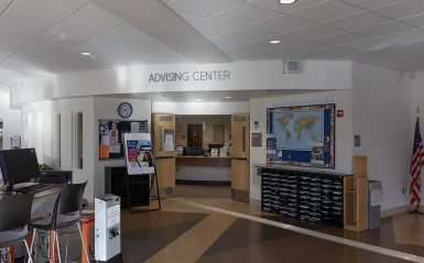 doorway with a reception desk in the background 