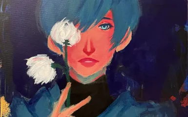 brightly colored student art 