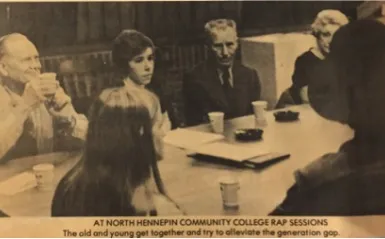 an old photo of six older men and woman at a table drinking coffee