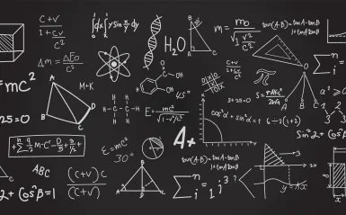 vector math formula written on blackboard in black chalk. vector illustration of hand-drawn geometry drawing