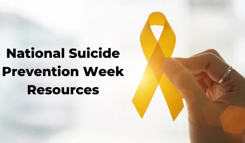 national suicide prevention week recourses image with hand holding knot