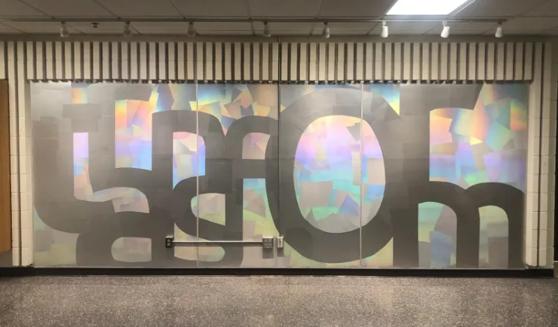 transform art mural inside NHCC building