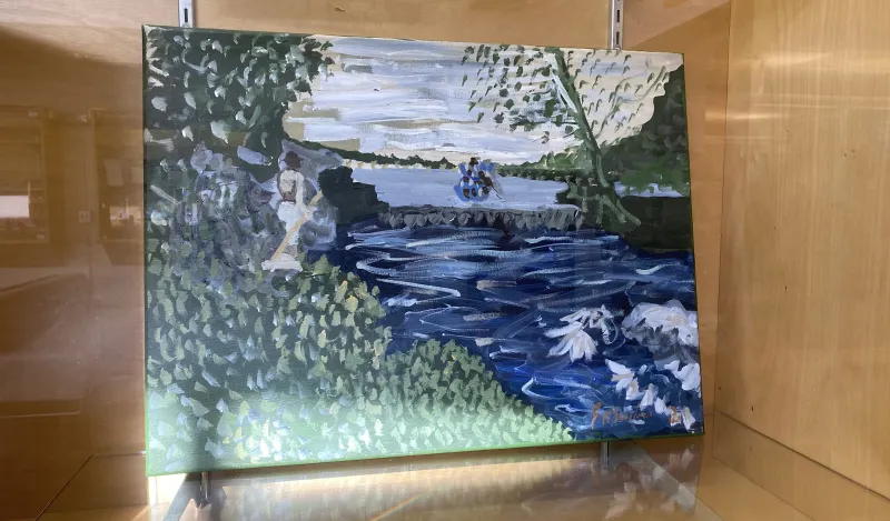 photo of a painting of a river