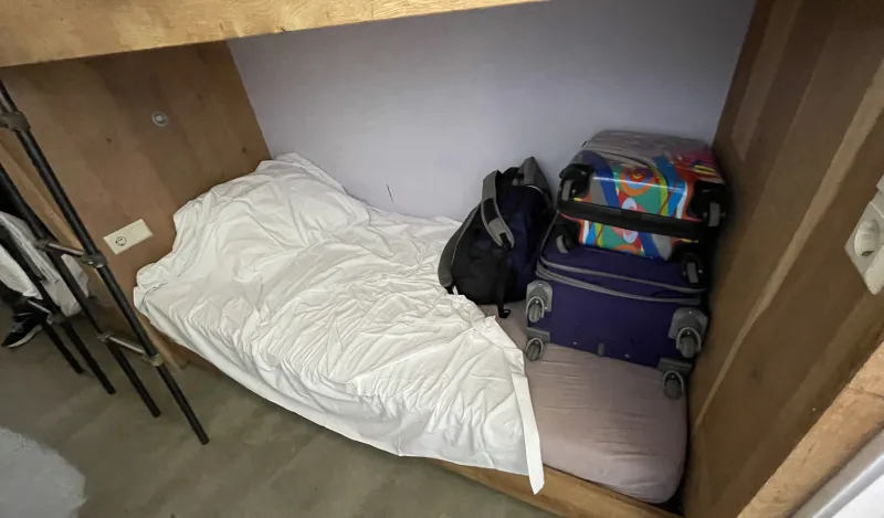 a second photo of the bunk beds the trio students slept on in Europe 