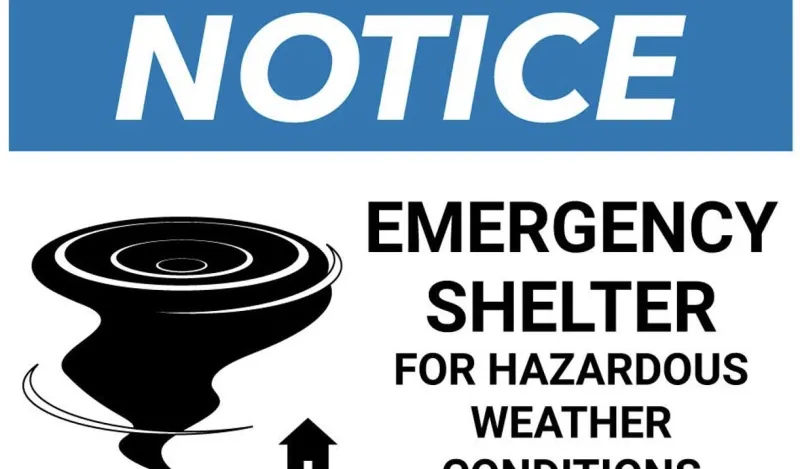 this is a graphic for an emergency shelter drill notice