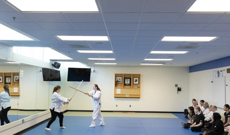 students at NHCC doing an aikido demonstration 