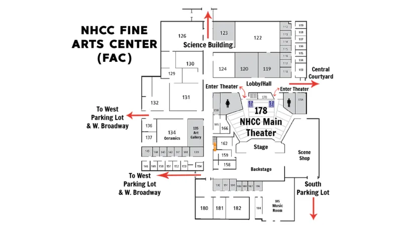 A map of the NHCC Fine Arts Center