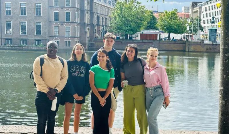 a photo of NHCC student, Donald Agik in the Netherlands with his student group
