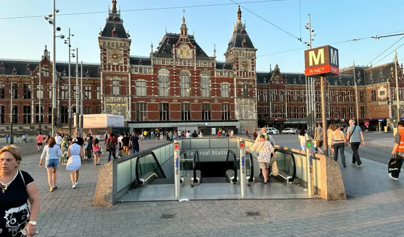 a photo of the historic Reichs Museum in downtown Amsterdam