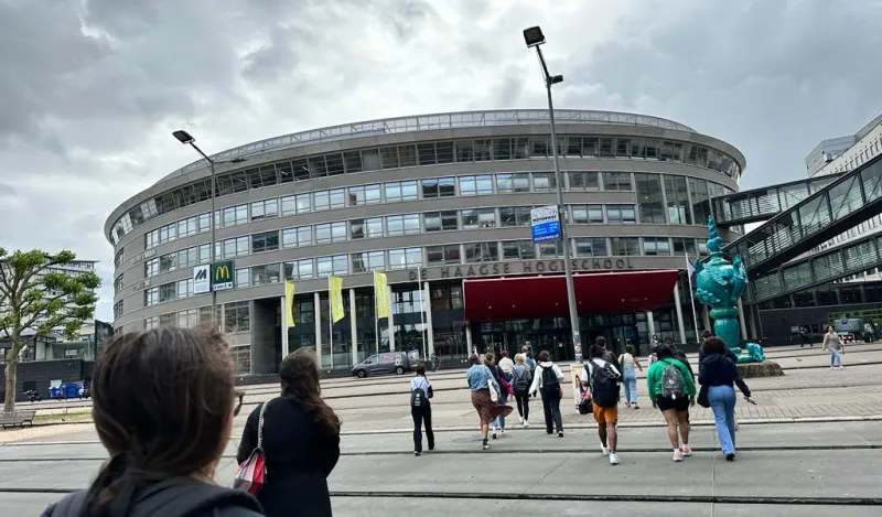 Student, Donald Agik and his group about to enter The Hague School in the Netherlands 