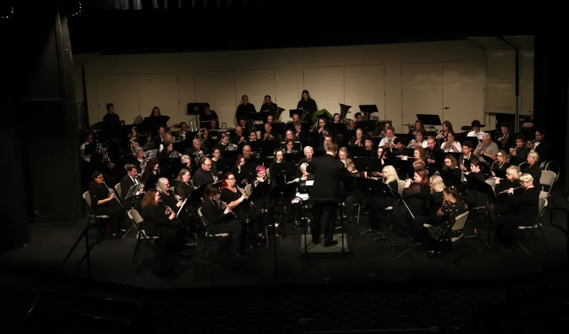 NHCC's Concert Band onstage with the Century College Band