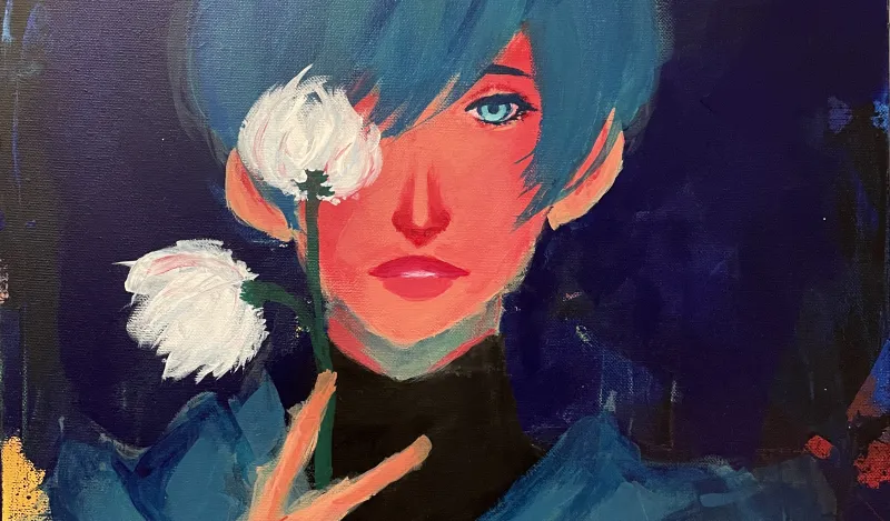 brightly colored student art 